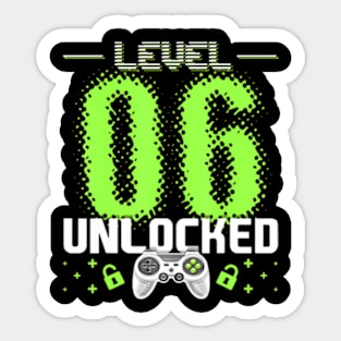 Level 6 Unlocked Video Gamer 6th Birthday Gamer Sticker